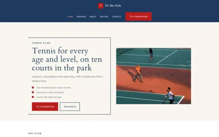 Verkkosivut alalle: tennisseura