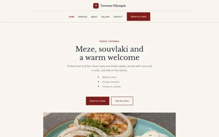 Verkkosivut alalle: kreikkalainen ravintola