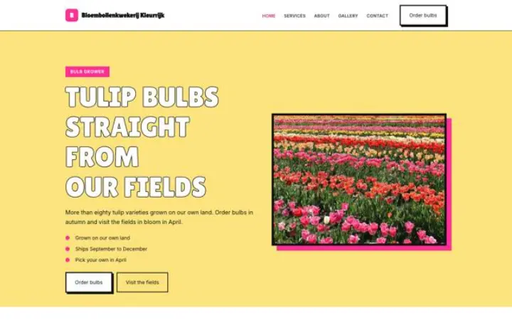 Verkkosivut alalle: tulppaanisipulien kasvattaja