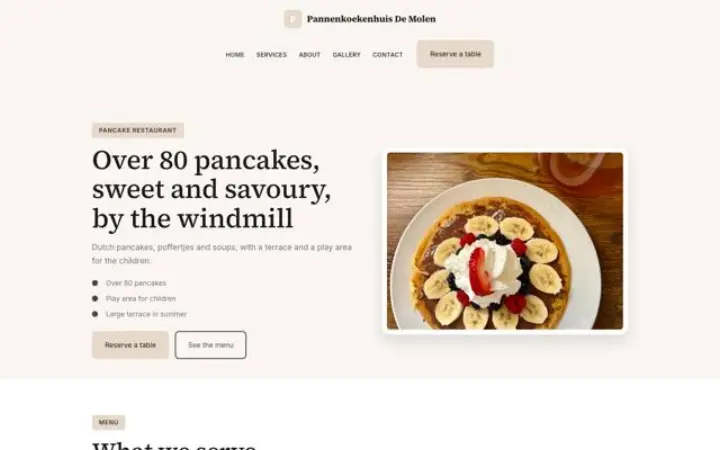 Verkkosivut alalle: pannukakkuravintola