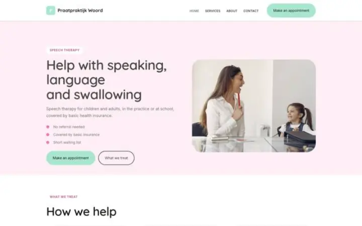 Verkkosivut alalle: puheterapeutti