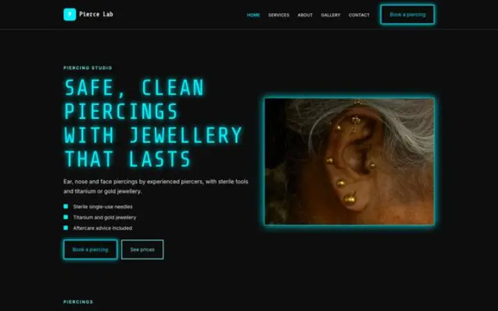 Verkkosivut alalle: lävistysstudio