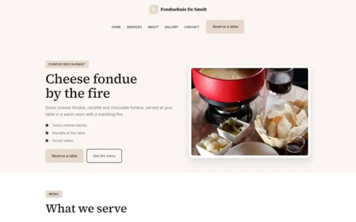 Verkkosivut alalle: fondueravintola