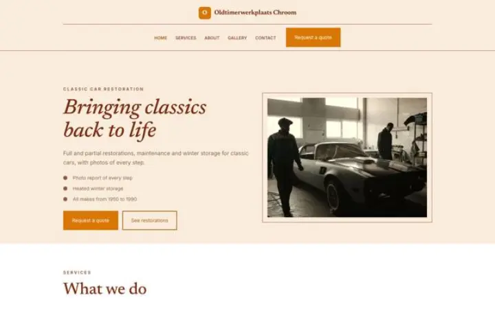 Verkkosivut alalle: klassikkoautojen entisöinti