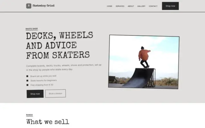 Verkkosivut alalle: skeittikauppa
