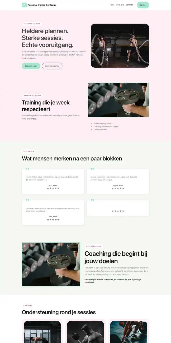 Esimerkkisivusto, ala: personal trainer