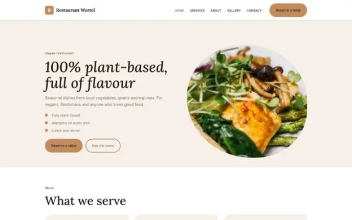 Verkkosivut alalle: vegaaniravintola