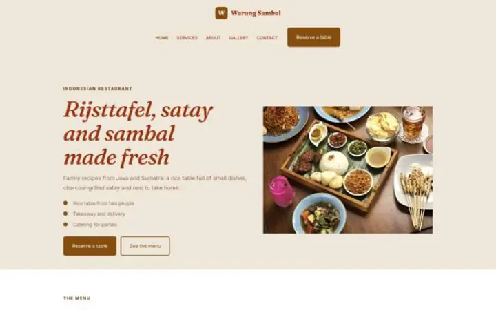Verkkosivut alalle: indonesialainen ravintola